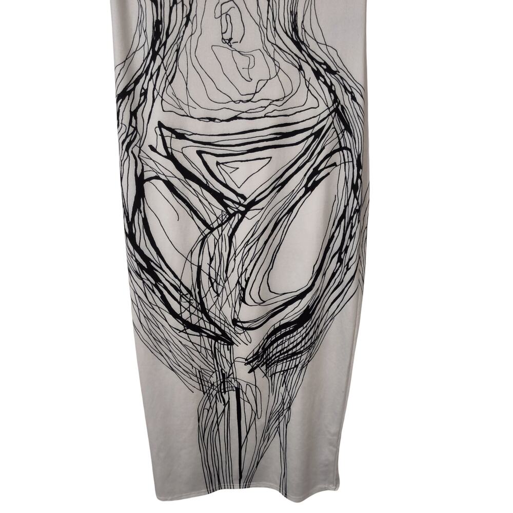 Abstract Dress Women's Sz Large Black & White Sleeveless & Long Dress - Picture 5 of 5